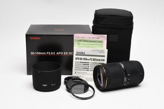 Sigma DC 50-150mm F2.8 II APO HSM Telephoto Zoom, UV, Pentax AF, Boxed