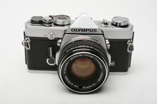 Olympus OM-1 35mm SLR Body w/Zuiko 50mm f1.8, New seals, Great!