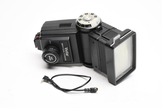 Vivitar Zoom Thyristor 285HV Flash w/Sync cord, Diffuser, Tested, Great!