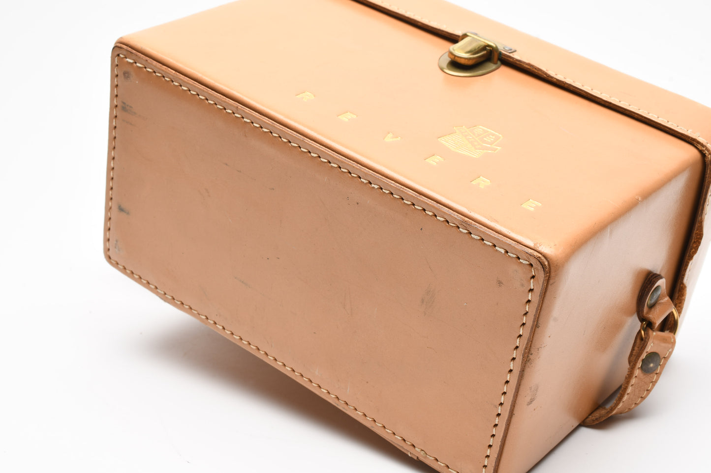 Revere Vintage tan leather case ~8.5 x 5.5 x 4.5", Nice