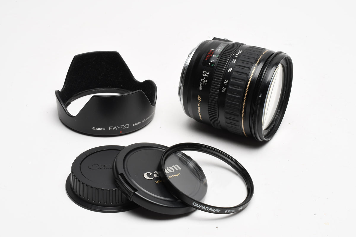 Canon EF 24-85mm f3.5-4.5 USM  compact zoom lens, caps, UV, Hood, Great!