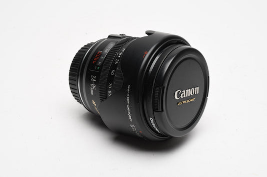 Canon EF 24-85mm f3.5-4.5 USM  compact zoom lens, caps, UV, Hood, Great!