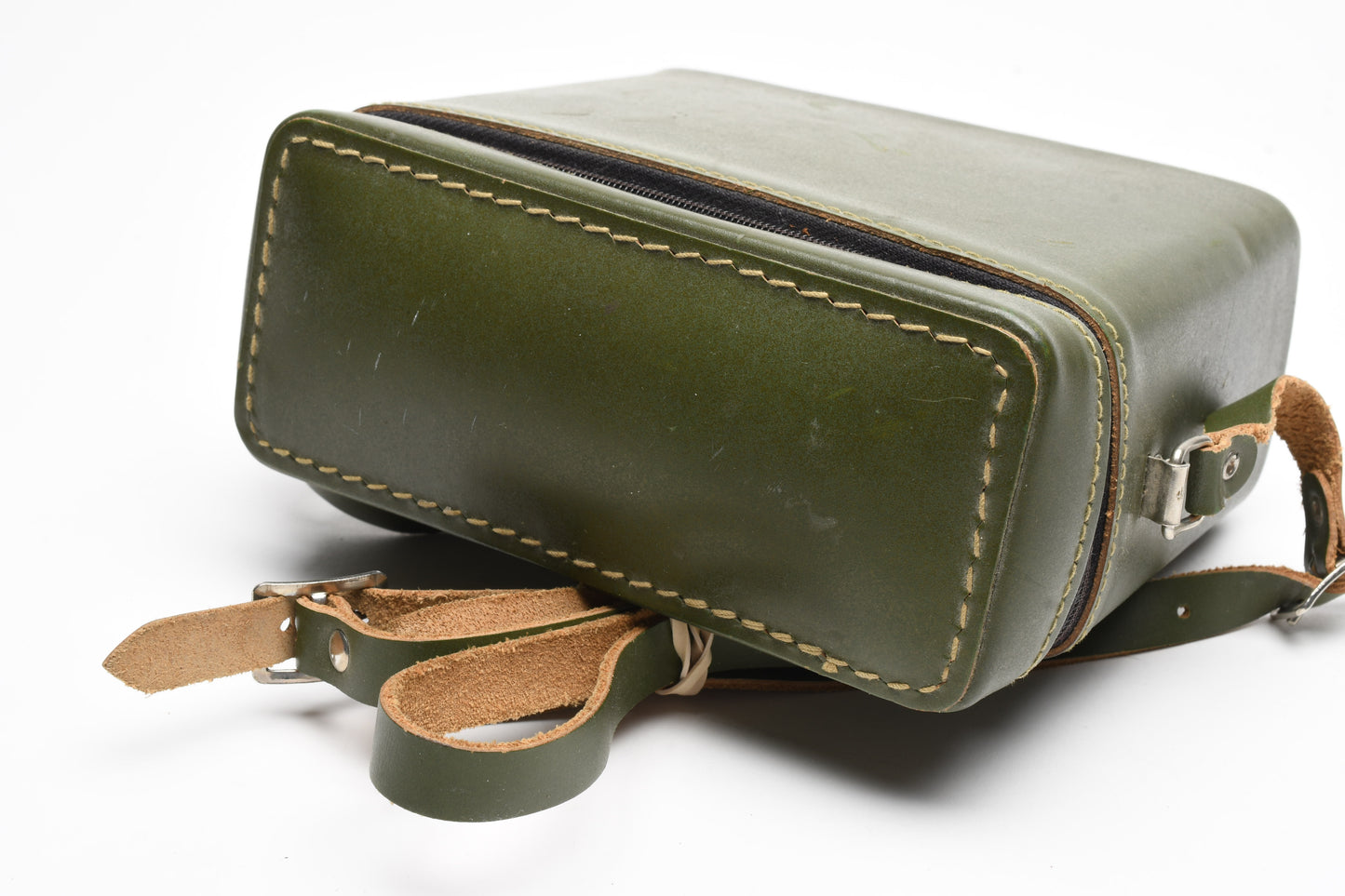 Top Grain Genuine Cowhide Olive Green camera case 5x6x2.5", Nice