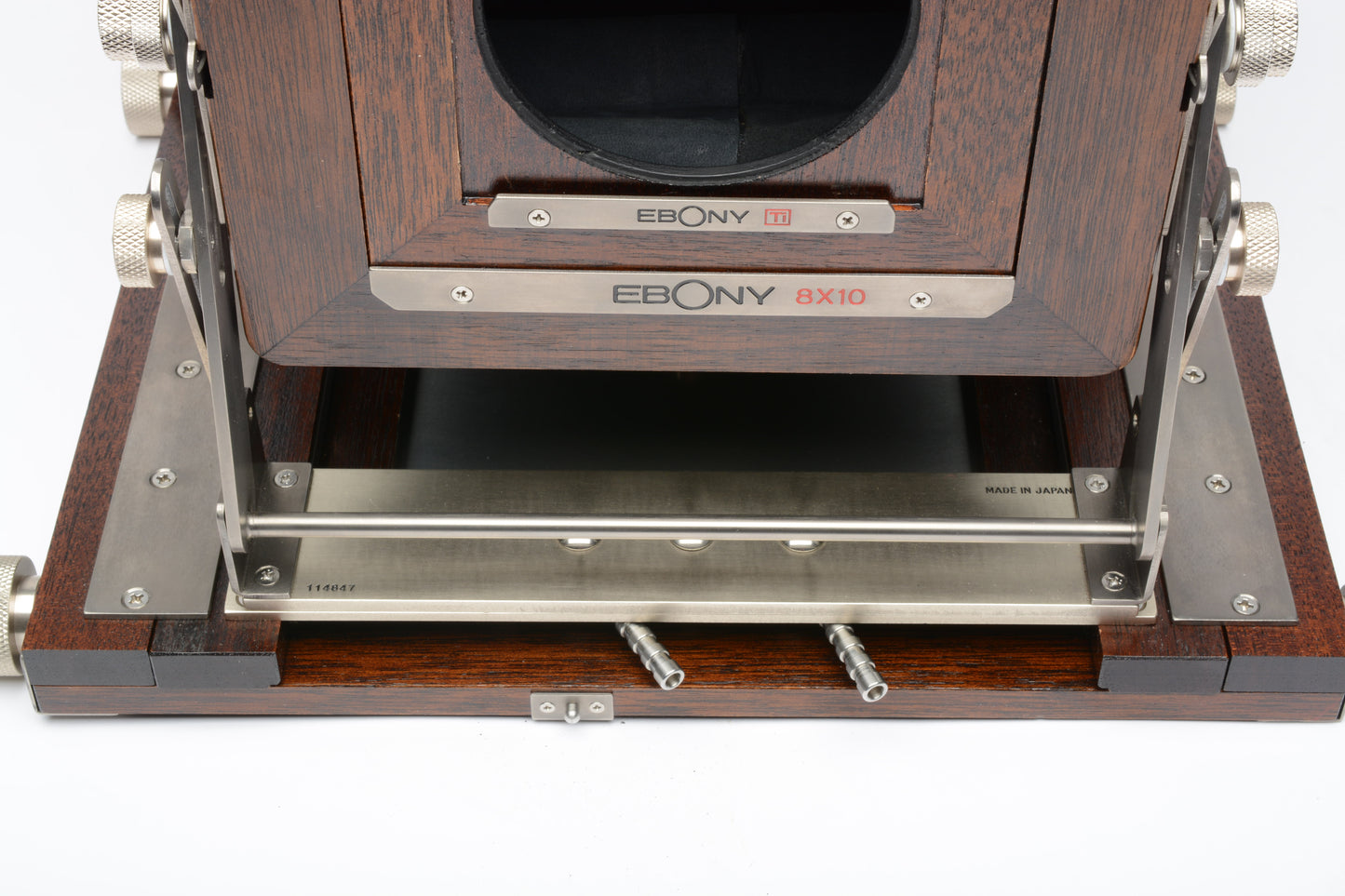 Ebony RW810 8x10 camera Mahogany & Titanium in Pelican 1610 rolling case +lens board