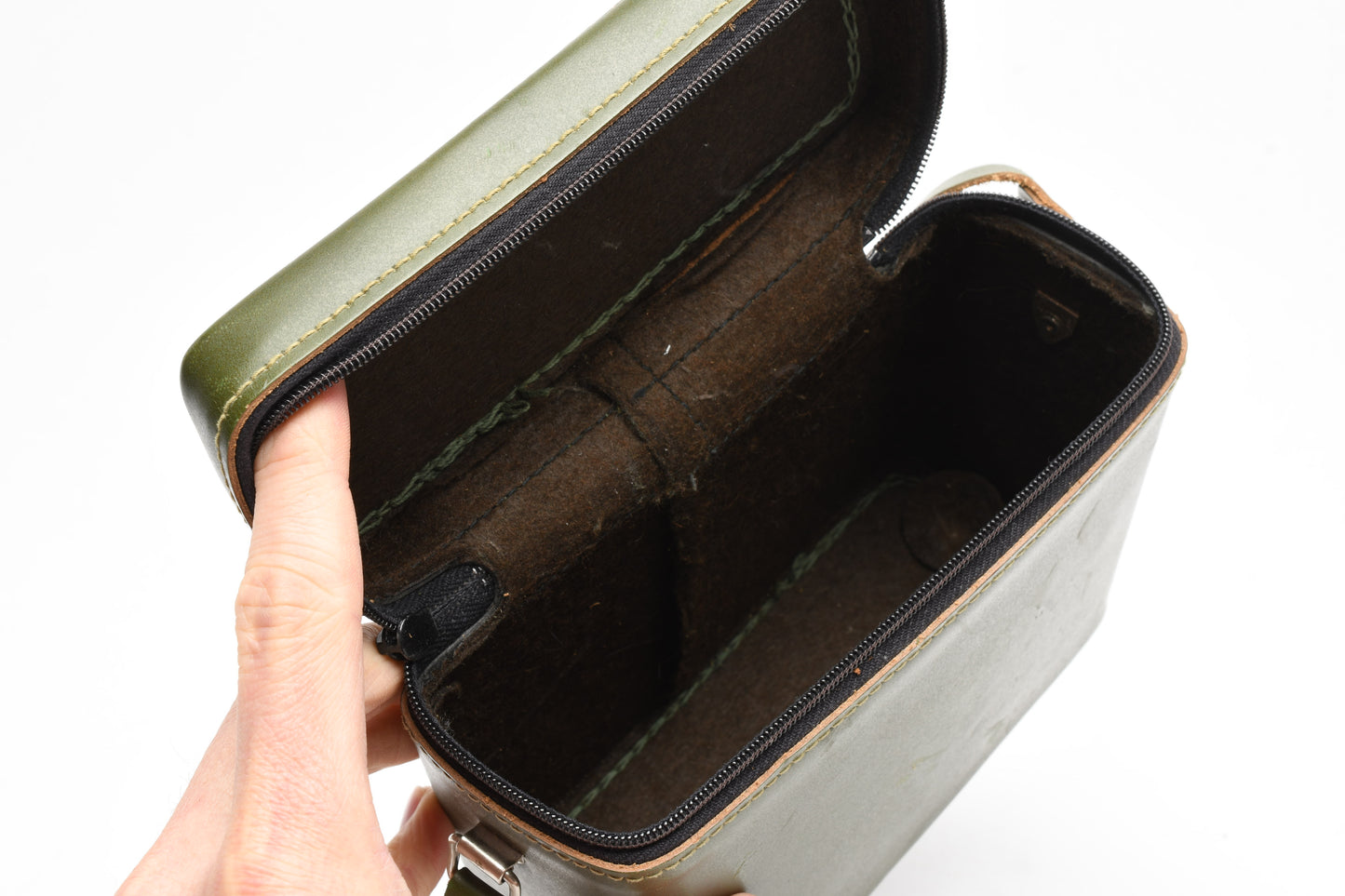 Top Grain Genuine Cowhide Olive Green camera case 5x6x2.5", Nice