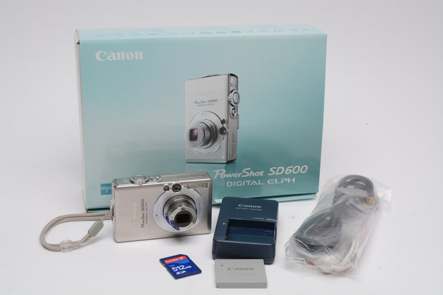 Canon PowerShot SD600 6MP Digital Point&Shoot w/batt+charger+SD Boxed