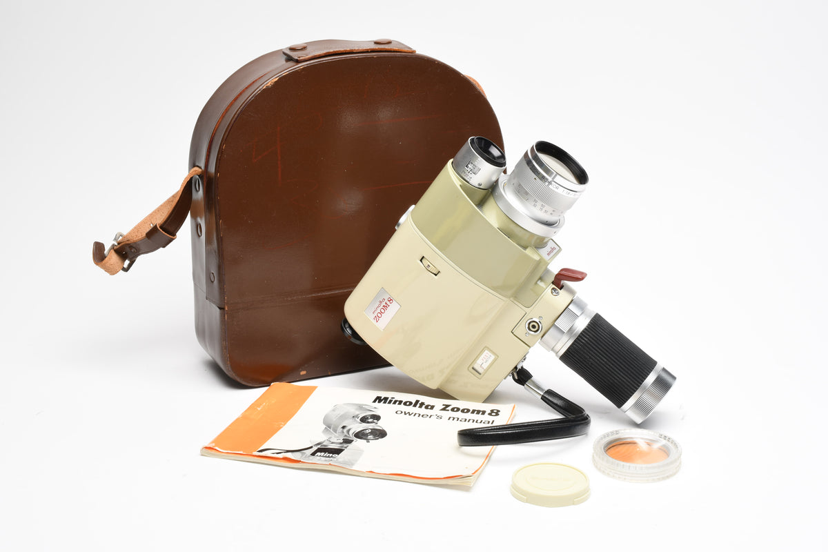 Minolta Zoom 8 8mm Movie Camera, Case, Manual, Works!