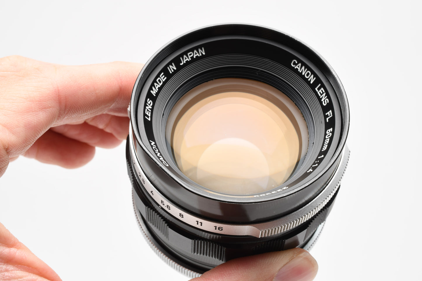 Canon 50mm f1.4 FL prime lens, caps, very clean +T60-2 Lens hood