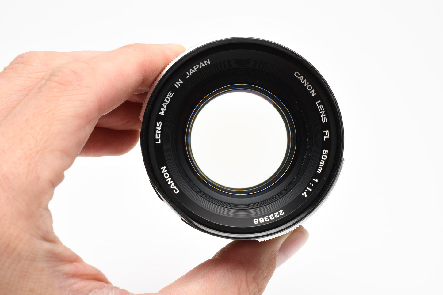 Canon 50mm f1.4 FL prime lens, caps, very clean +T60-2 Lens hood