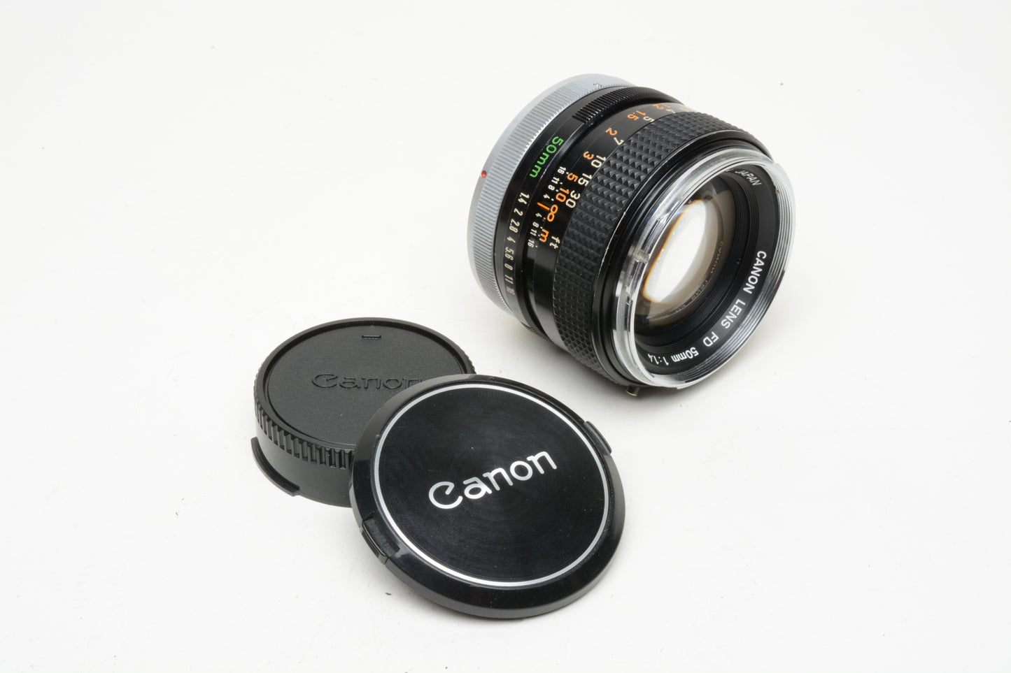 Canon 50mm f1.4 FD Silver Rim Prime lens Breech mount, caps, clean & sharp