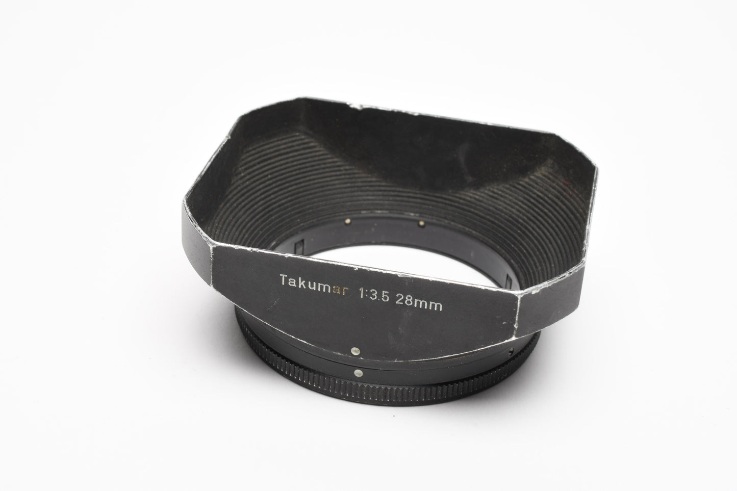 Takumar 28mm f3.5 metal lens hood, 49mm diameter, Good w/Case
