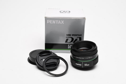 Pentax SMC DA 50mm F1.8 Prime Lens, Caps, UV, Boxed, Mint
