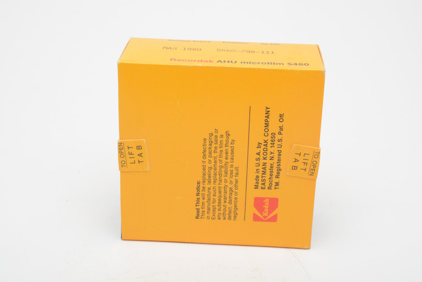 Kodak Recordak AHU Microfilm 5460 35mm 100ft. Sealed Expired 03/1980 #164-0218