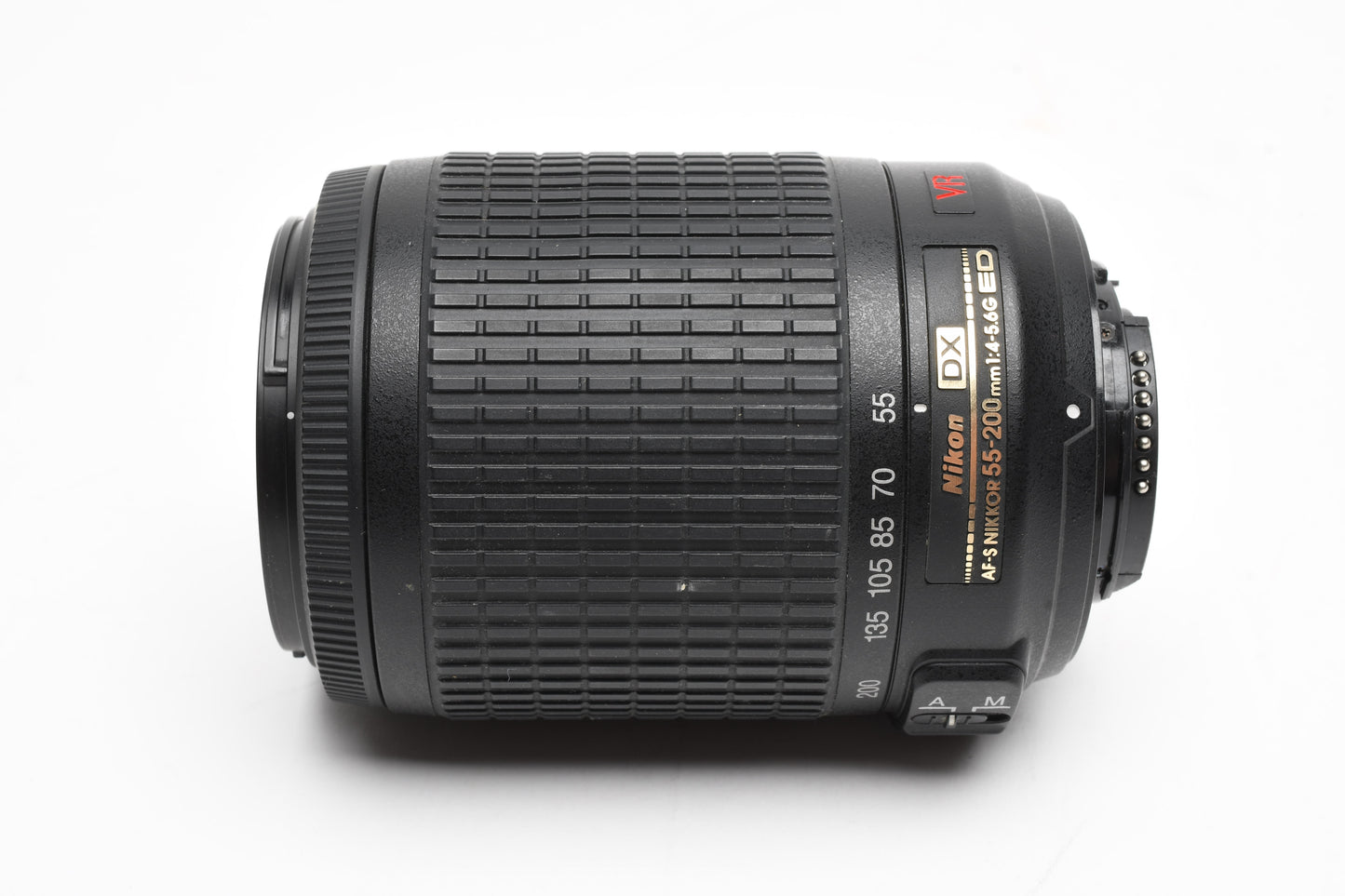 Nikon AFS Nikkor 55-200mm F4-5.6G ED DX VR zoom lens, caps, pouch, hood, UV