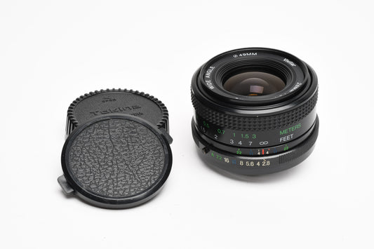 Vivitar 28mm f2.8 MC wide angle lens for Pentax PK mount, caps, clean