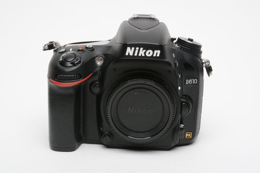 Nikon D610 DSLR Body w/battery, charger, strap, USB, ONLY 5389 Acts!