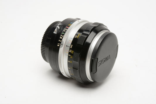 Nikon Nikkor-S 50mm f1.4 Non-AI Prime lens, caps, sharp! Nice