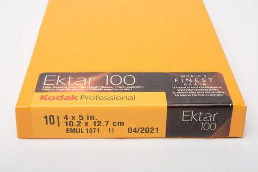 Kodak 4 x 5" Ektar 100 Color Negative Film (10 Sheets) Expired 4/2021 - Cold Stored