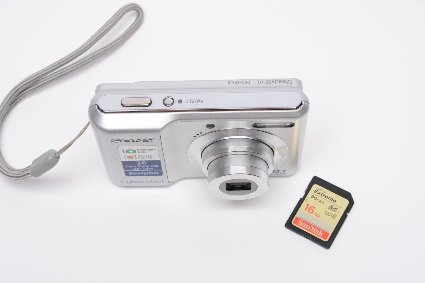 Sony SteadyShot DSC-S2100 12.1MP Digital Point&Shoot, Clean, +16GB SD card