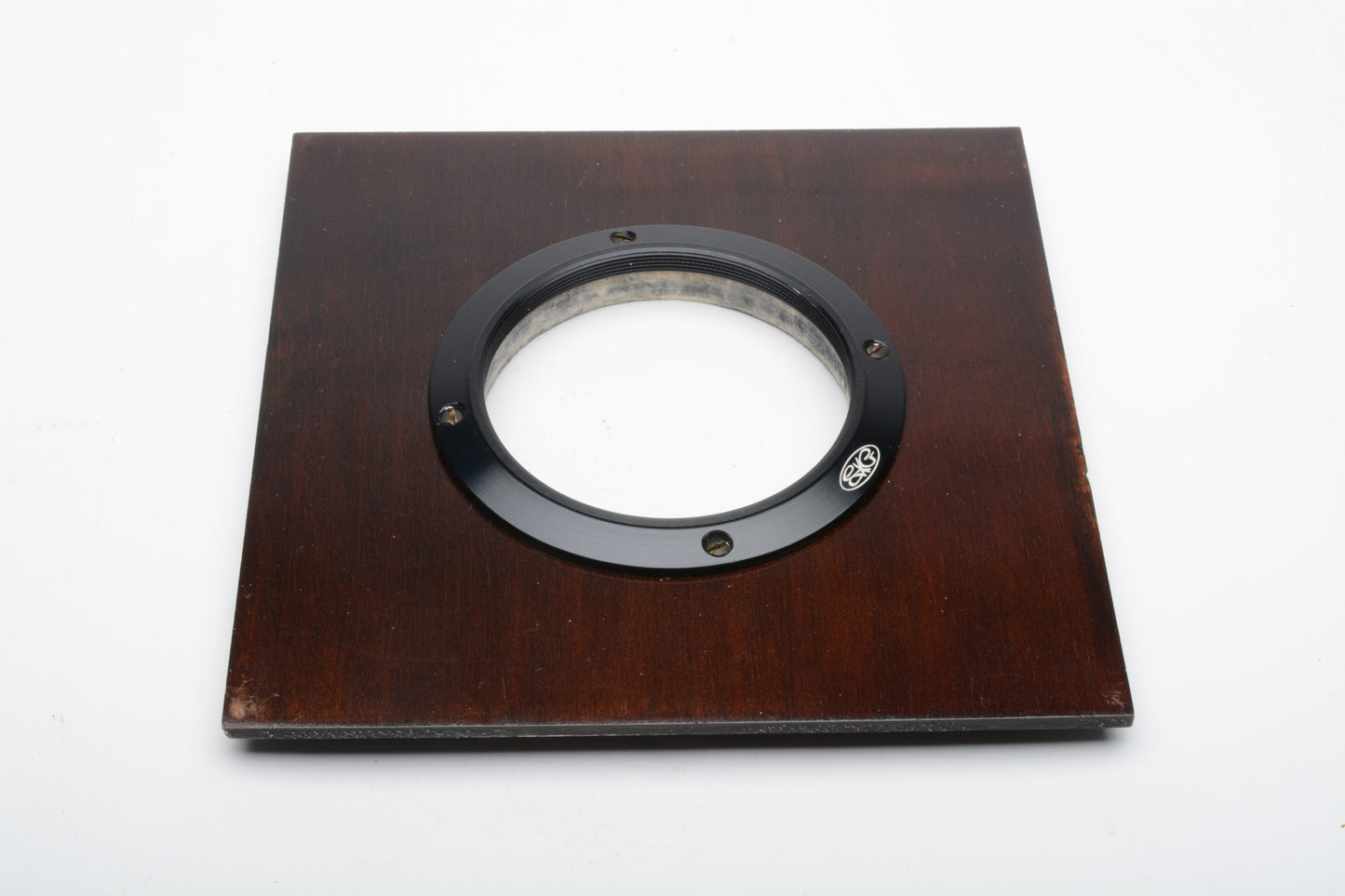 SK Grimes Dark walnut lens board 5.5" square w/~62mm opening, clean