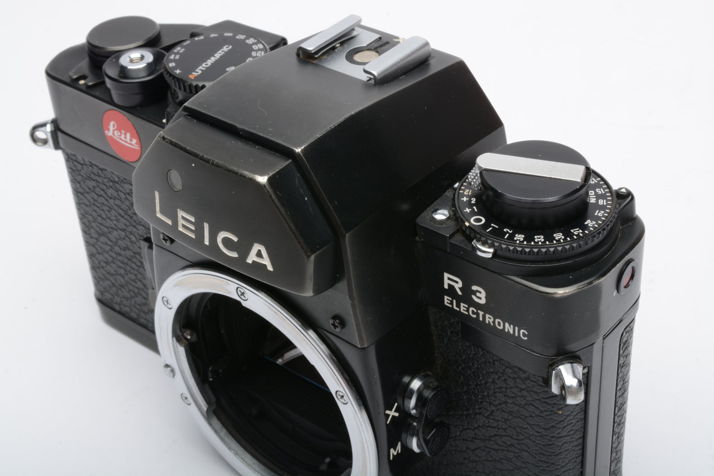 Leica R3 Electronic 35mm SLR body (Black), Boxed, strap+papers, tested