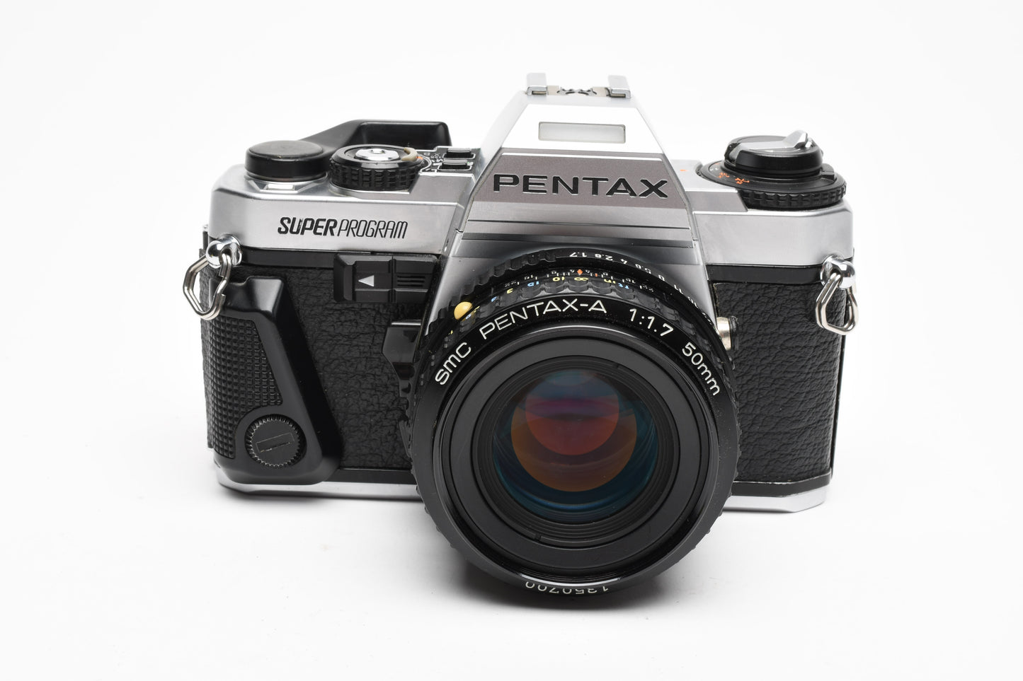 Pentax Super Program 35mm SLR w/50mm F1.7 lens, strap, tested Great!
