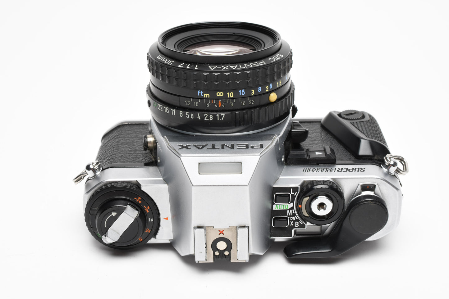 Pentax Super Program 35mm SLR w/50mm F1.7 lens, strap, tested Great!
