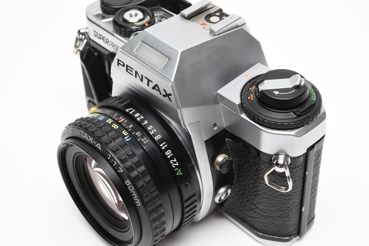 Pentax Super Program 35mm SLR w/50mm F1.7 lens, strap, tested Great!