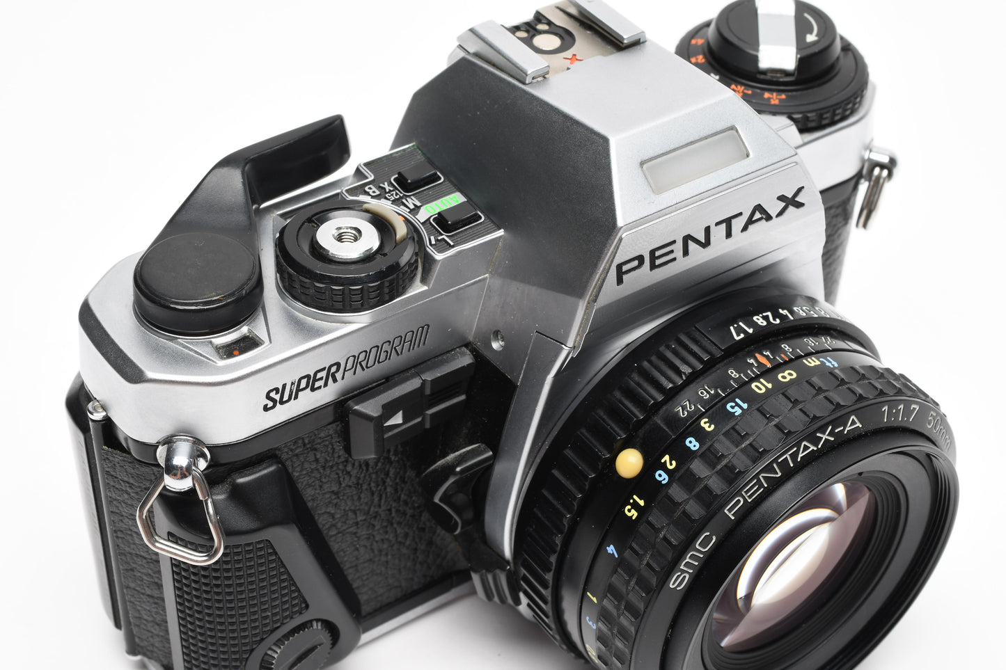 Pentax Super Program 35mm SLR w/50mm F1.7 lens, strap, tested Great!
