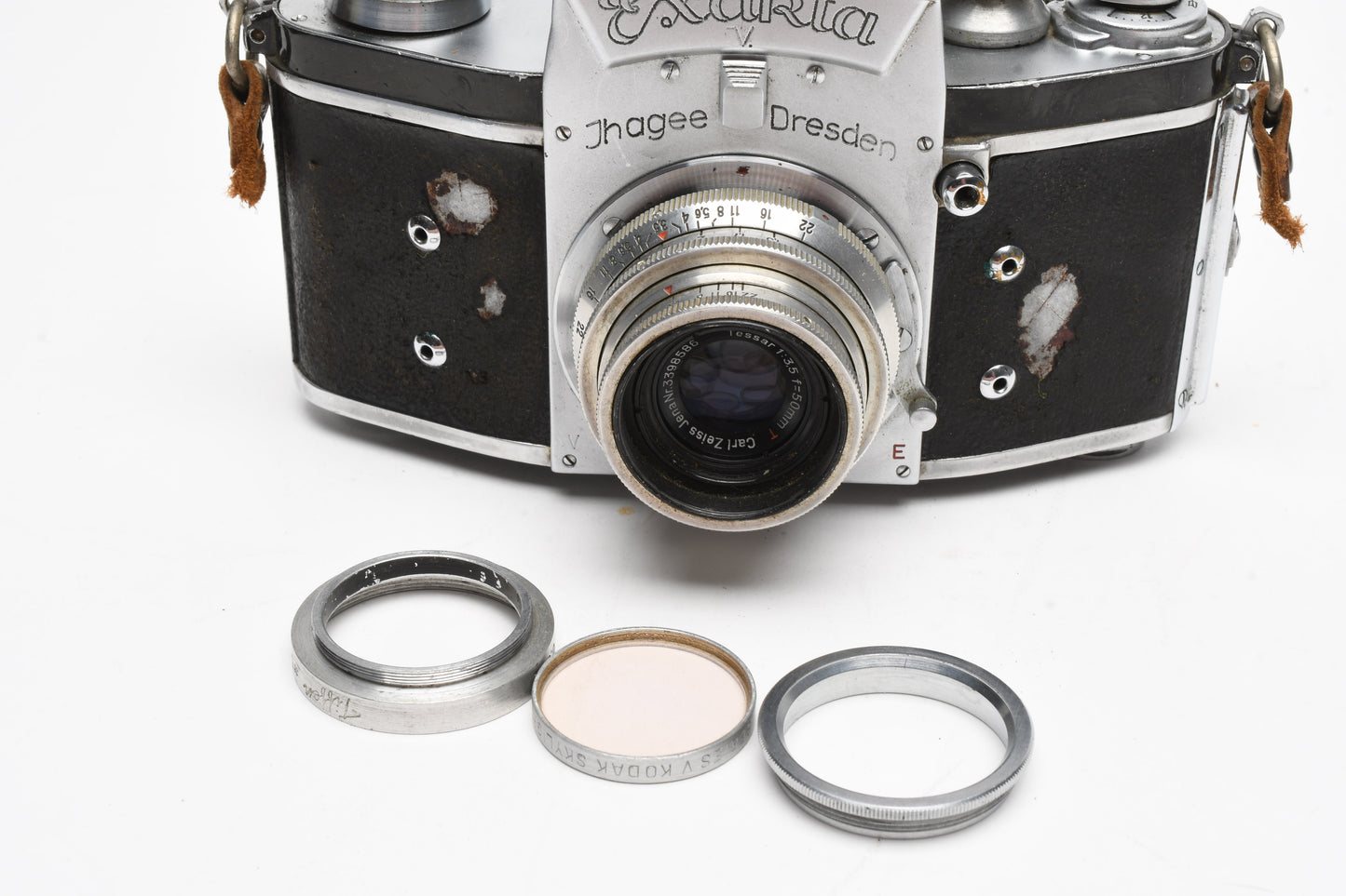 Exakta V w/Tessar 50mm f3.5 lens, UV, Tested, works well