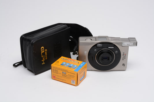 Canon Elph 370Z APS camera w/Roll of film!, Case, Tested, Mint-