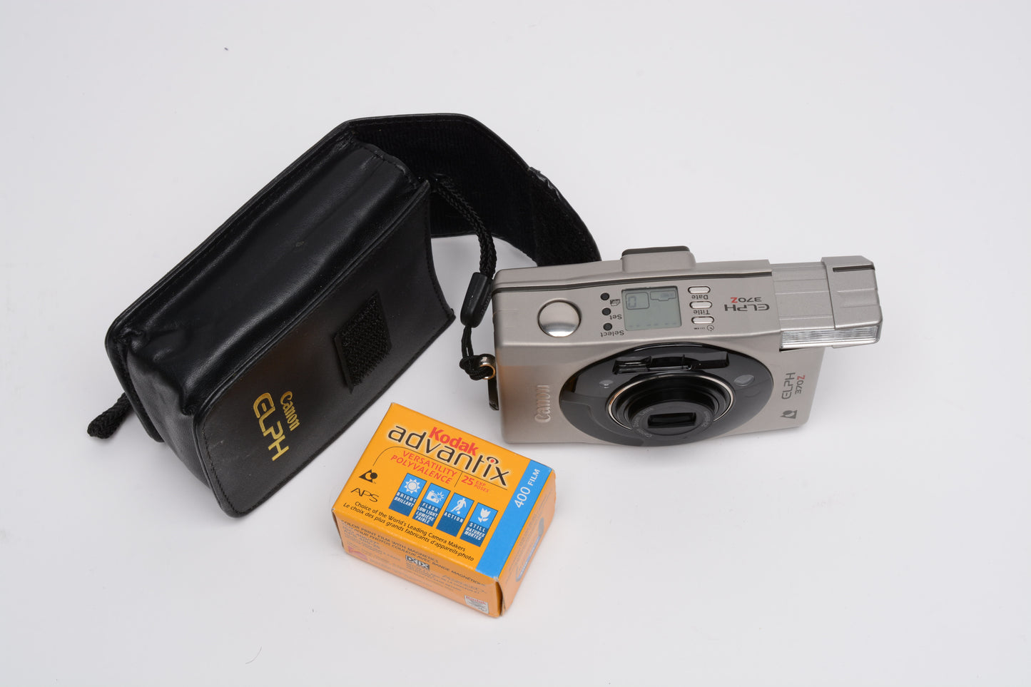 Canon Elph 370Z APS camera w/Roll of film!, Case, Tested, Mint-
