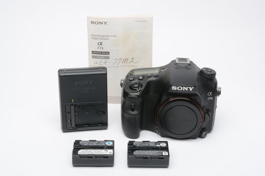 Sony A77 II ILCA-77M2 DSLR Body, 2batts, charger, manual, only 14,679 acts!