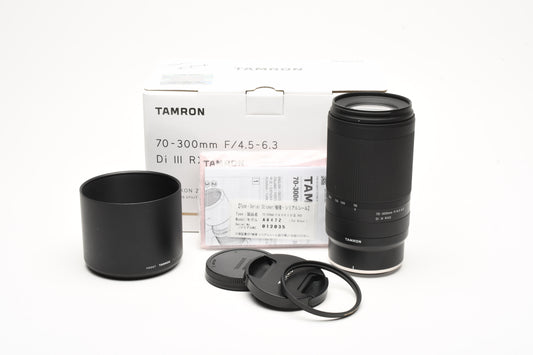 Tamron AF 70-300mm f4.5-6.3 Nikon Di III RXD, Hood+caps+box, USA
