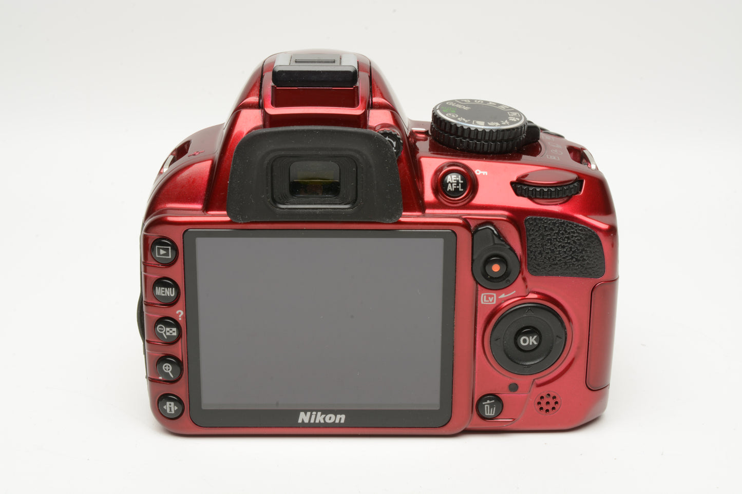 Nikon D3100 Red DSLR Body, battery, charger, strap, 15K Acts, Great!