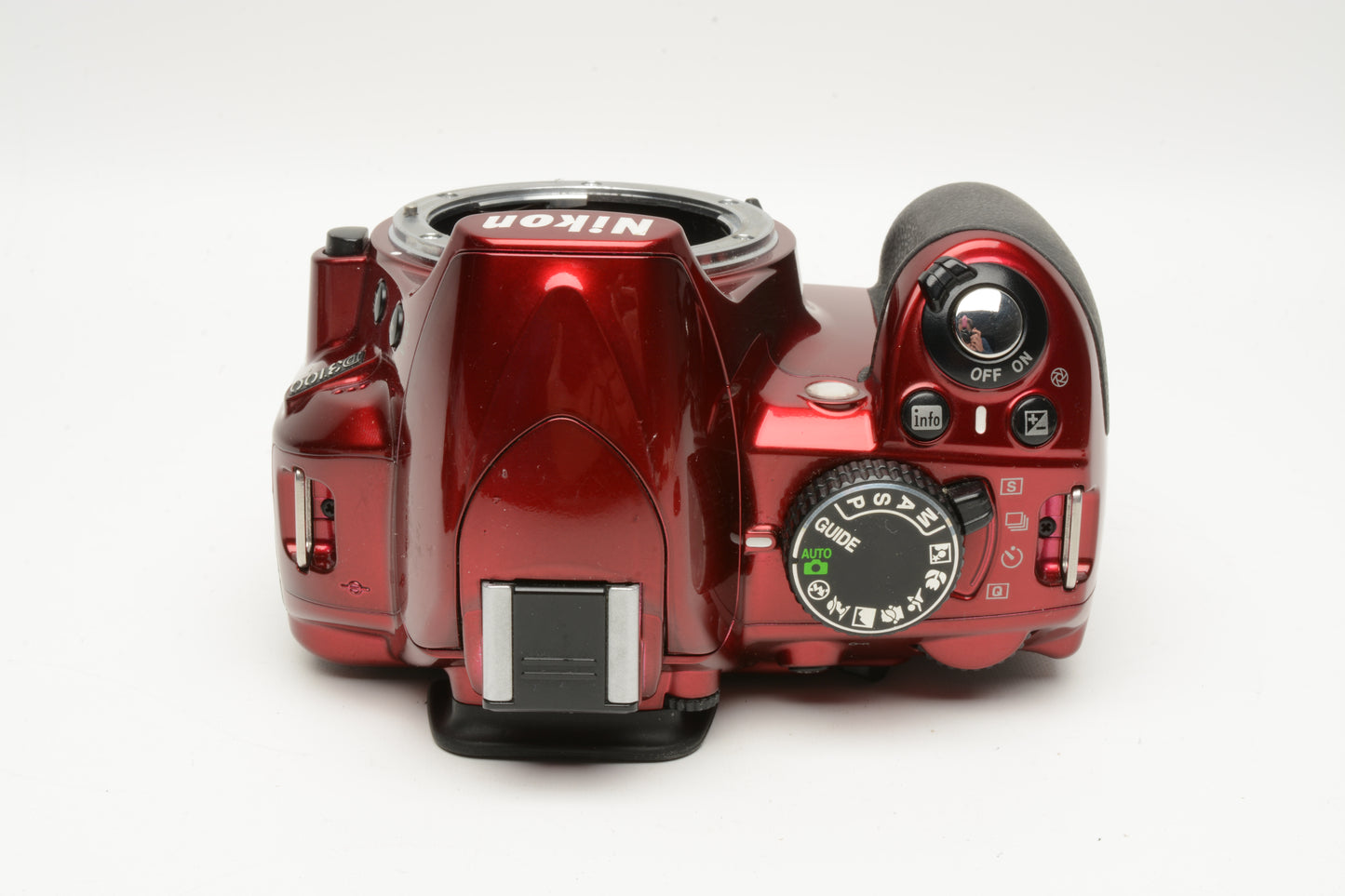 Nikon D3100 Red DSLR Body, battery, charger, strap, 15K Acts, Great!