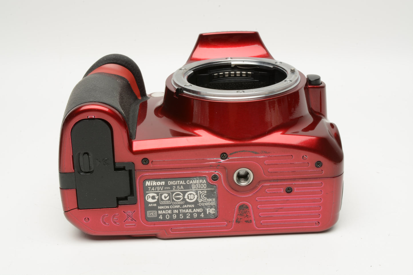 Nikon D3100 Red DSLR Body, battery, charger, strap, 15K Acts, Great!