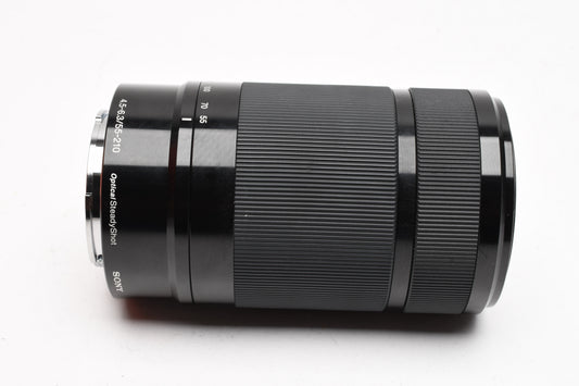 Sony 55-210mm f4.5-6.3 E OSS zoom lens (Black), Hood, Box, Great!