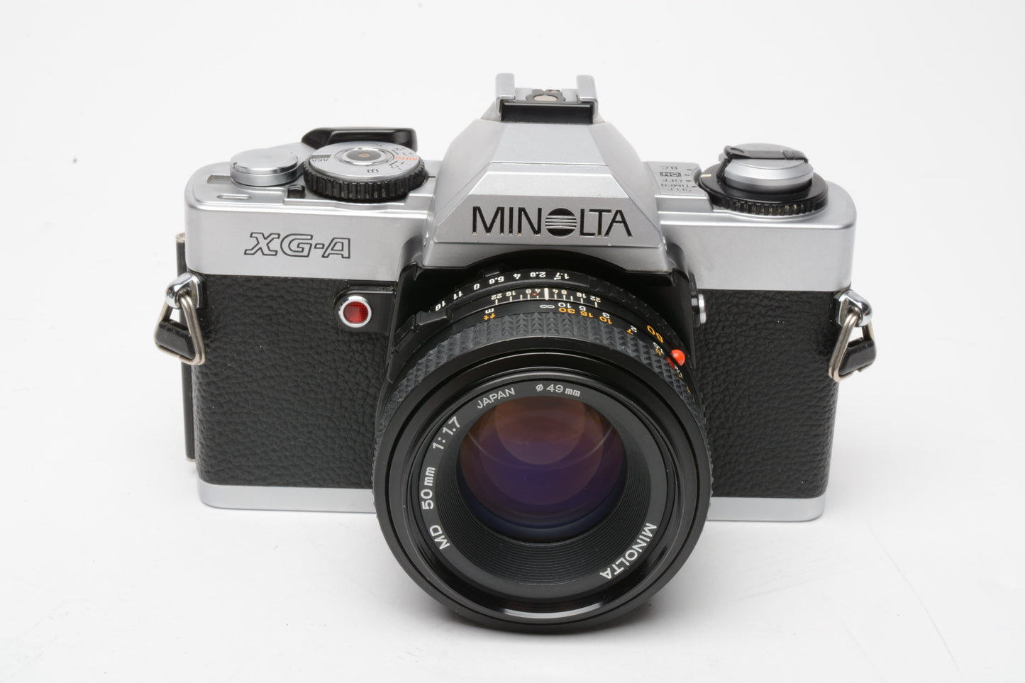 Minolta XG-A 35mm SLR w/50mm f1.7 lens, strap, new seals, cap, manuals