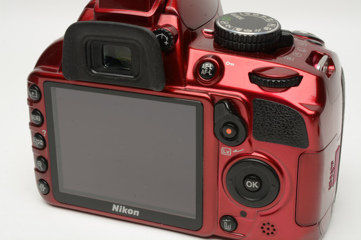 Nikon D3100 Red DSLR Body, battery, charger, strap, 15K Acts, Great!