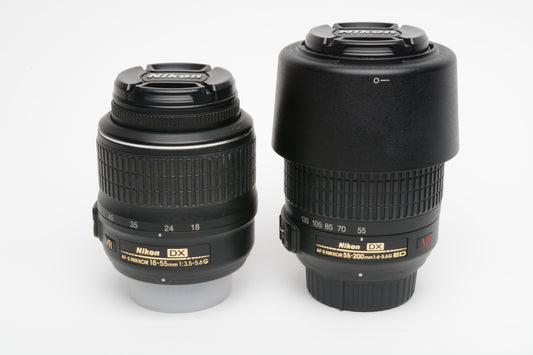 Nikon D3200 DSLR 2-lens kit 18-55mm & 55-200mm, Batt+charger++ Only 6159 Acts!