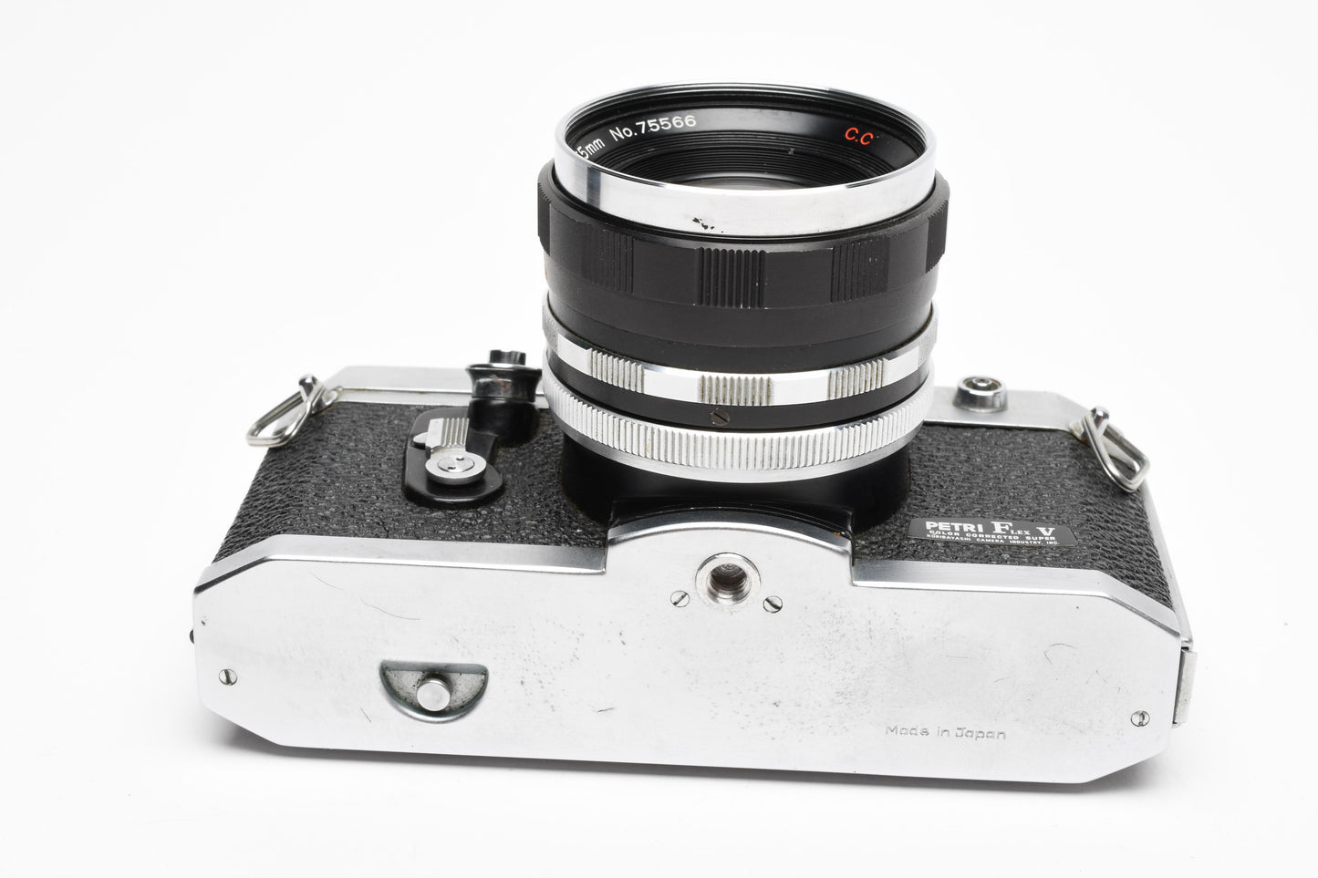 Petri Flex V 35mm SLR Film Camera w/55mm f2 Lens, 1/2 case, Tested