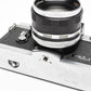 Petri Flex V 35mm SLR Film Camera w/55mm f2 Lens, 1/2 case, Tested