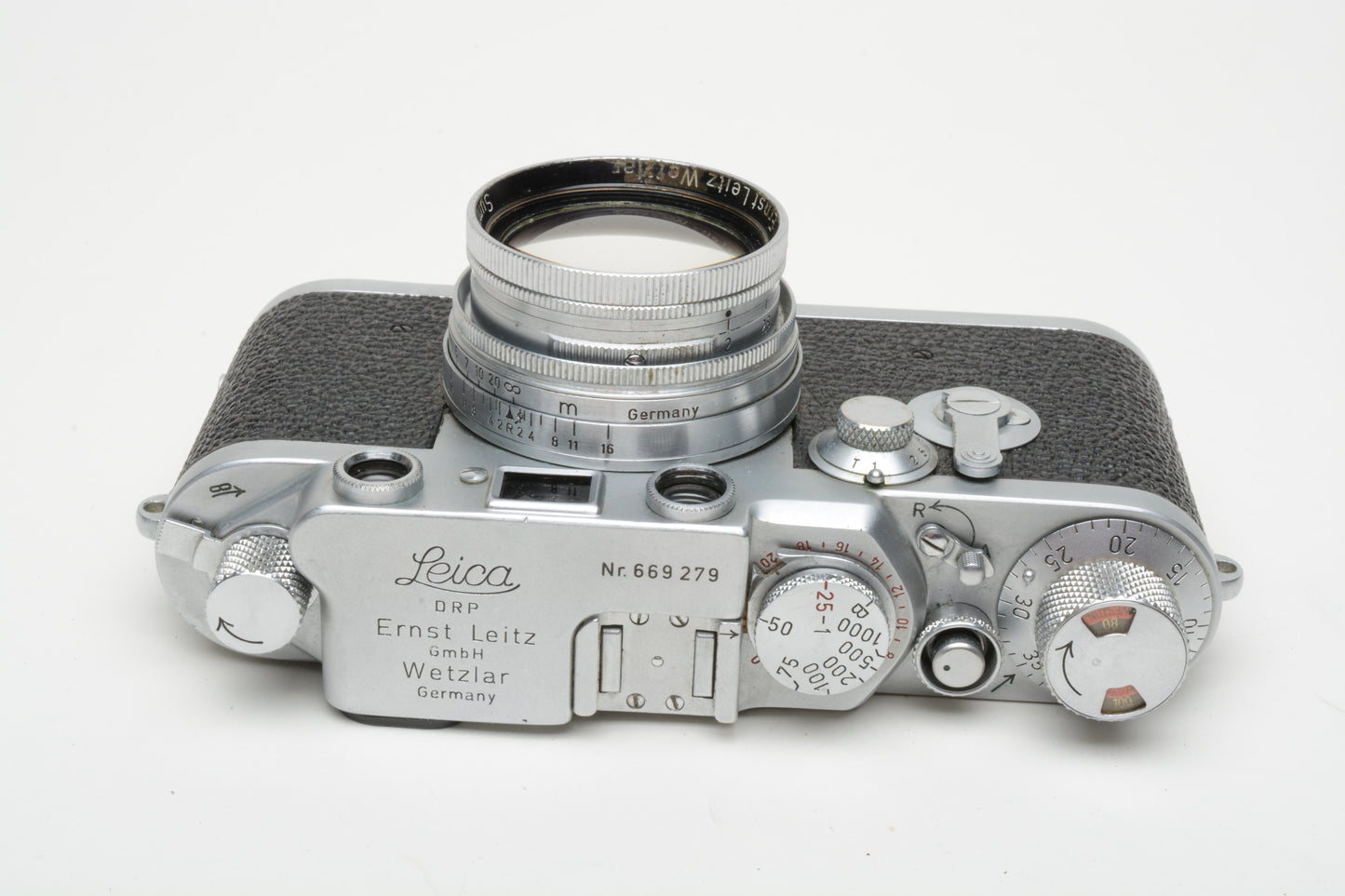 Leica IIIf 35mm rangefinder camera red dial w/5cm f2 Summitar f2 lens, Full CLA