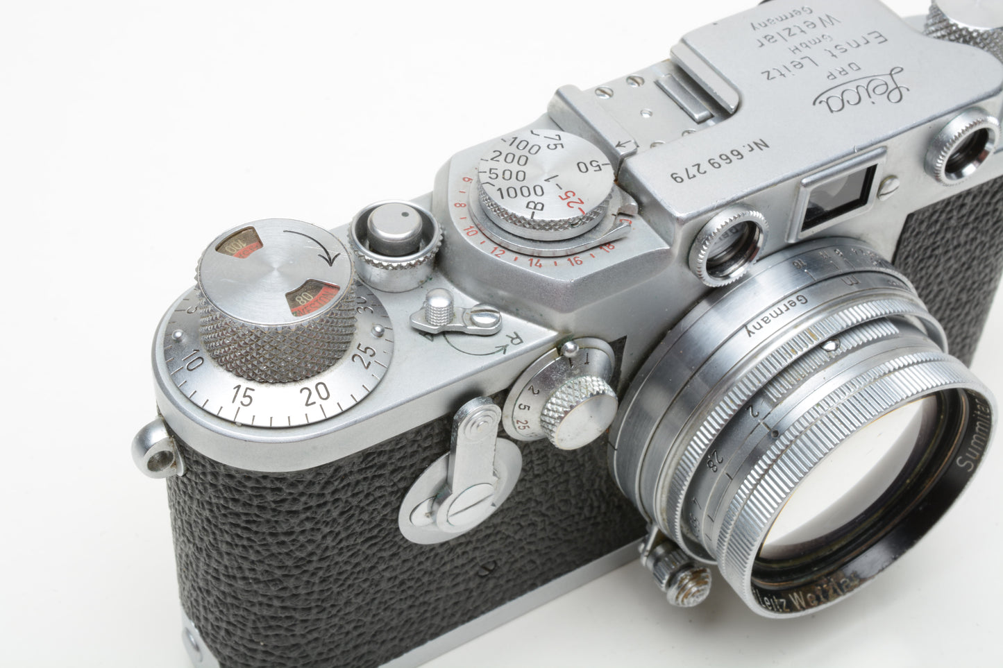 Leica IIIf 35mm rangefinder camera red dial w/5cm f2 Summitar f2 lens, Full CLA