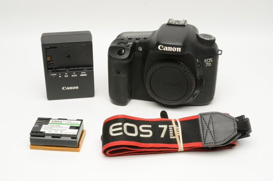 Canon EOS 7D 18MP DSLR body, batt, charger, 40K Acts, Fully tested, Nice