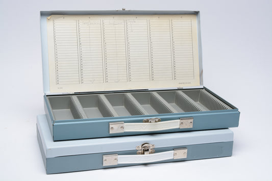 2x Smith Victor Slide Files (SF1) - Each Holds 150 2”x2” 35mm Slides - Blue/White