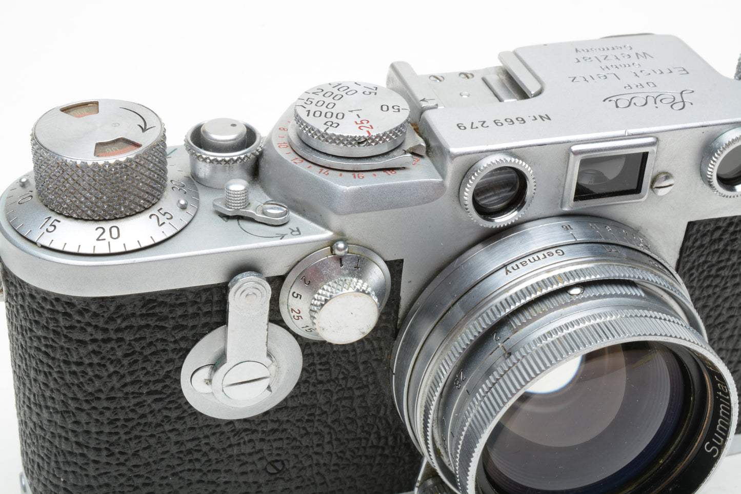 Leica IIIf 35mm rangefinder camera red dial w/5cm f2 Summitar f2 lens, Full CLA