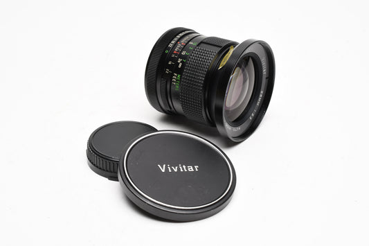 Vivitar 28mm F2.5 Canon FD Mount Lens, caps, clean, great!