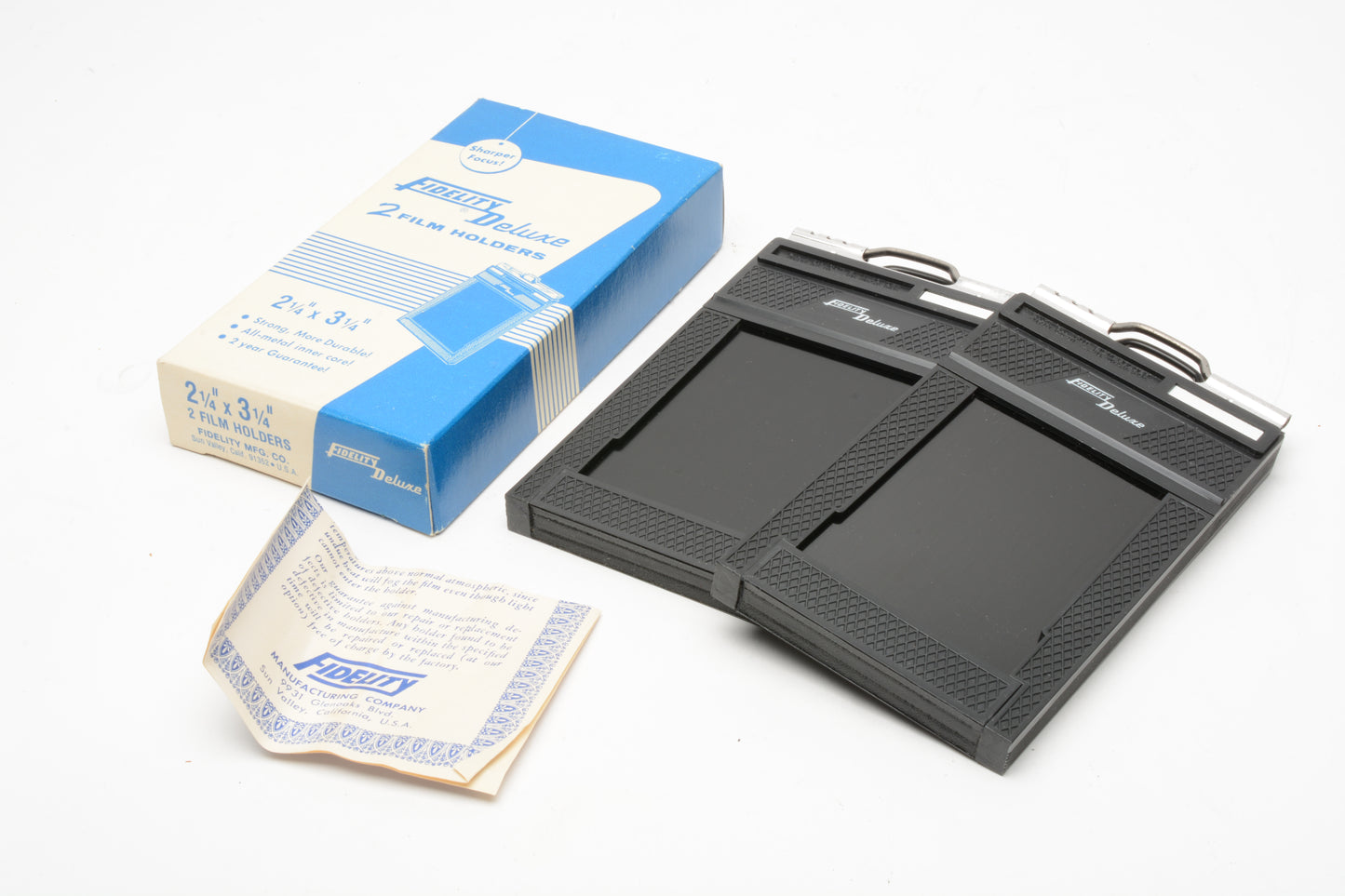 2x Fidelity Deluxe 2 1/4 x 3 1/4 film holders, Brand new - Never Used